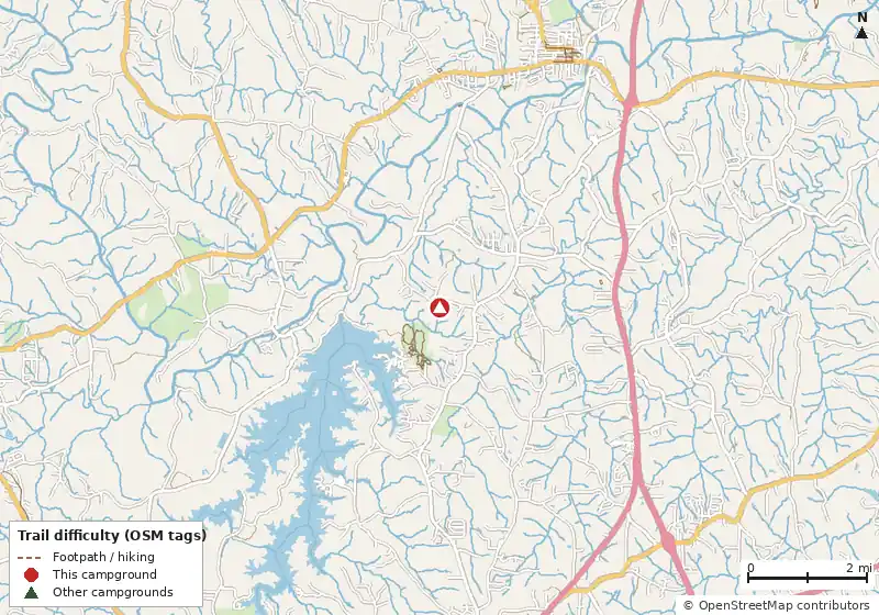Map of roads, water and trails within about 5 miles of Garden of Eden